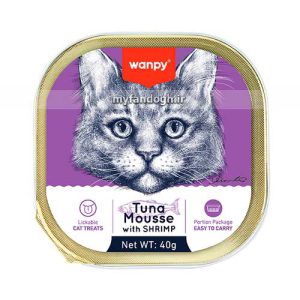 موس گربه ونپی با طعم تن ماهی و میگو WANPY Tuna & Shrimp Mousse For Cat