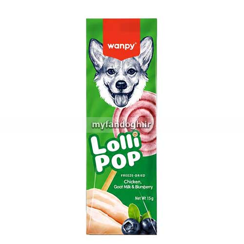 آبنبات چوبی فریز دراید بلوبری ونپی Wanpy Freeze Dried Lollipops Blueberry