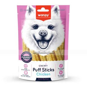تشویقی استیک‌ پفکی با طعم مرغ ونپی Wanpy Puff Sticks Chicken Recipe