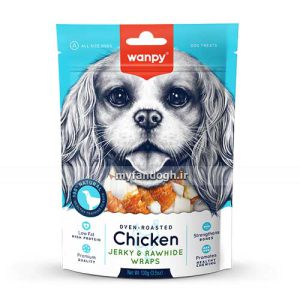 تشویقی سگ ونپی مرغ خشک و پوست خام Wanpy Chicken Jerky & Rawhide Wraps